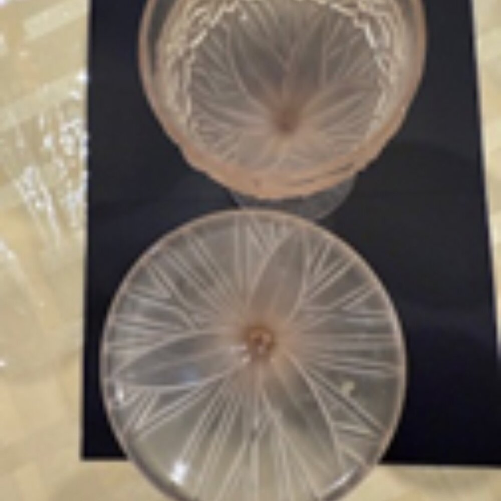 2 Frosted Pink Crystal  Goblets - Picture 4 of 4